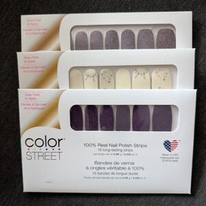 COLOR STREET NAIL POLISH STRIPS MANICURE BUNDLE SHADES OF PURPLE SET OF 3 NEW